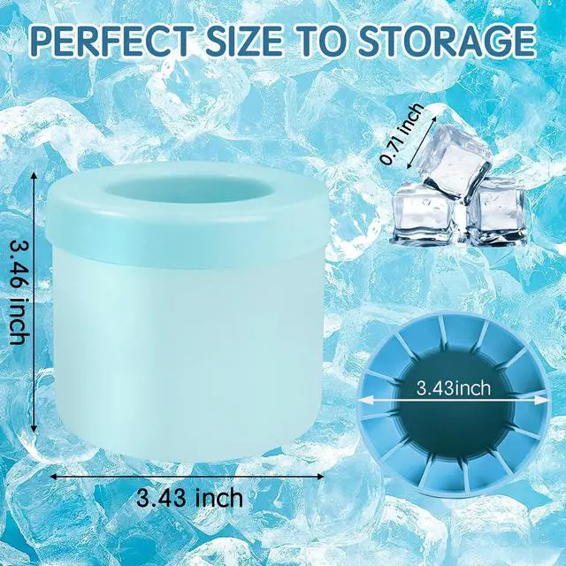 Alt view image 2 of 6 - Cylinder Silicone Ice Cube Mold, New 3D Ice Cubes Maker, Decompress Ice Lattice, Press-Type Easy-Release Ice Cup (Blue-Green) (NEWZBB-Blue-Green)