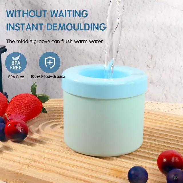 Alt view image 3 of 6 - Cylinder Silicone Ice Cube Mold, New 3D Ice Cubes Maker, Decompress Ice Lattice, Press-Type Easy-Release Ice Cup (Blue-Green) (NEWZBB-Blue-Green)