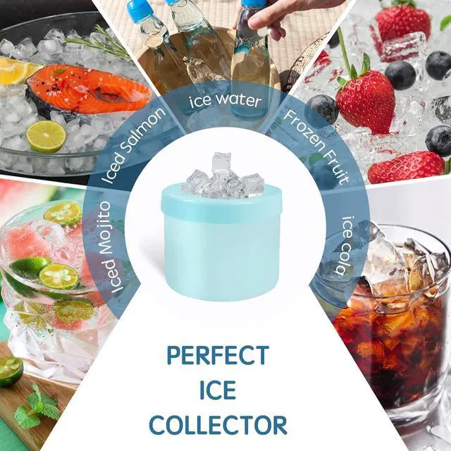 Alt view image 6 of 6 - Cylinder Silicone Ice Cube Mold, New 3D Ice Cubes Maker, Decompress Ice Lattice, Press-Type Easy-Release Ice Cup (Blue-Green) (NEWZBB-Blue-Green)