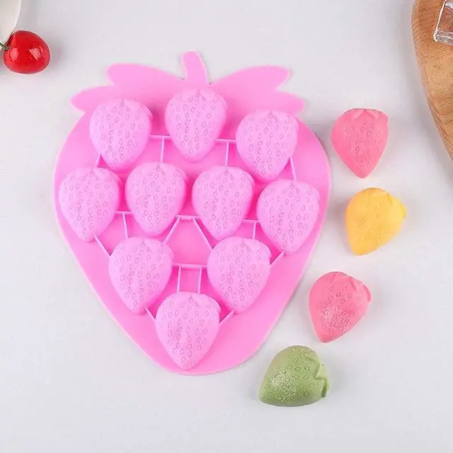 Alt view image 2 of 7 - 2Pcs Strawberry Ice Cube Tray, Strawberry Silicone Molds Set for Chocolate Candy Cake Cupcake Soap Baking Jello Cookie Wax Crayon Melts (Random Color)