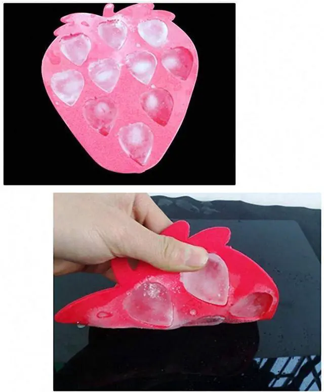 Alt view image 4 of 7 - 2Pcs Strawberry Ice Cube Tray, Strawberry Silicone Molds Set for Chocolate Candy Cake Cupcake Soap Baking Jello Cookie Wax Crayon Melts (Random Color)