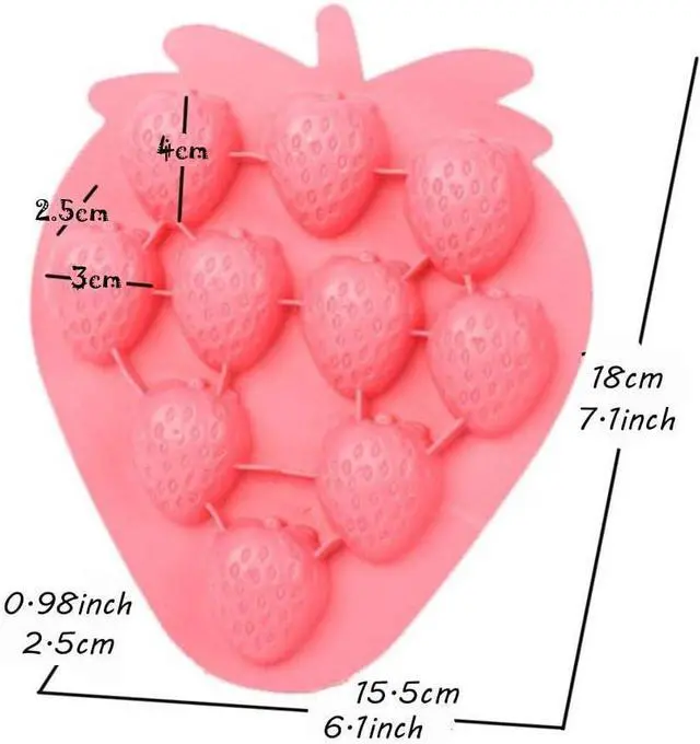 Alt view image 7 of 7 - 2Pcs Strawberry Ice Cube Tray, Strawberry Silicone Molds Set for Chocolate Candy Cake Cupcake Soap Baking Jello Cookie Wax Crayon Melts (Random Color)