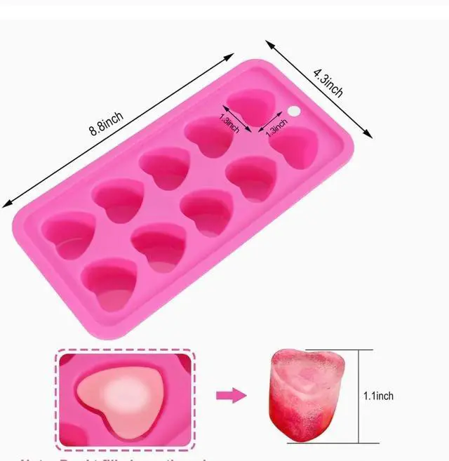 Alt view image 2 of 7 - 1Pc Pink Tray Heart Ice Cube Tray, BPA Free Shaped Ice Cube Trays for Drinks, Dishwasher Safe Silicone Molds for Making Candle, Candy, Specialty Tools and Gadgets