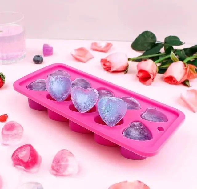 Alt view image 3 of 7 - 1Pc Pink Tray Heart Ice Cube Tray, BPA Free Shaped Ice Cube Trays for Drinks, Dishwasher Safe Silicone Molds for Making Candle, Candy, Specialty Tools and Gadgets