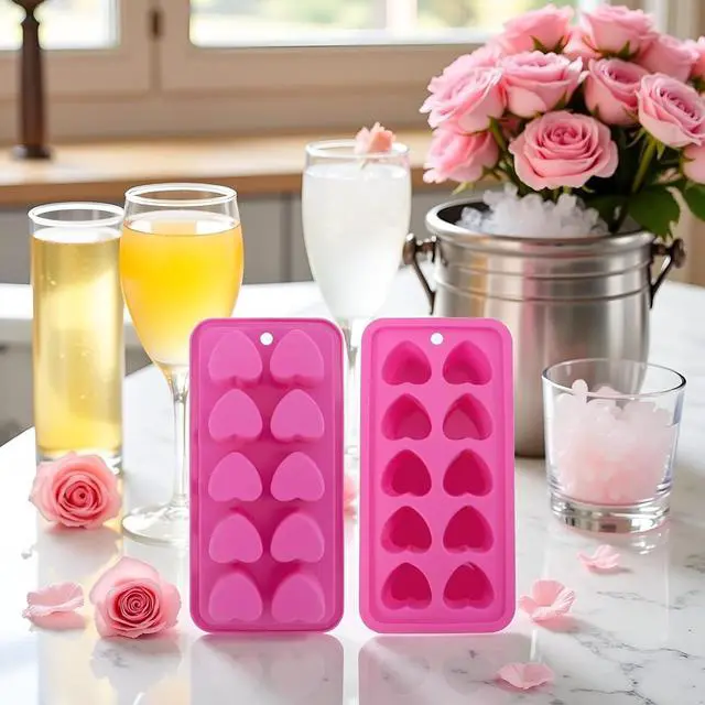 Alt view image 4 of 7 - 1Pc Pink Tray Heart Ice Cube Tray, BPA Free Shaped Ice Cube Trays for Drinks, Dishwasher Safe Silicone Molds for Making Candle, Candy, Specialty Tools and Gadgets