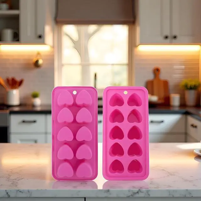 Alt view image 5 of 7 - 1Pc Pink Tray Heart Ice Cube Tray, BPA Free Shaped Ice Cube Trays for Drinks, Dishwasher Safe Silicone Molds for Making Candle, Candy, Specialty Tools and Gadgets
