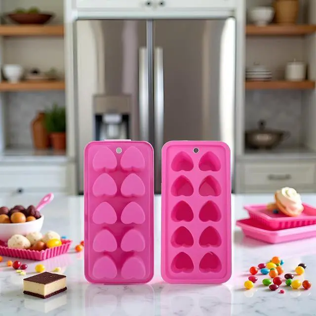 Alt view image 6 of 7 - 1Pc Pink Tray Heart Ice Cube Tray, BPA Free Shaped Ice Cube Trays for Drinks, Dishwasher Safe Silicone Molds for Making Candle, Candy, Specialty Tools and Gadgets