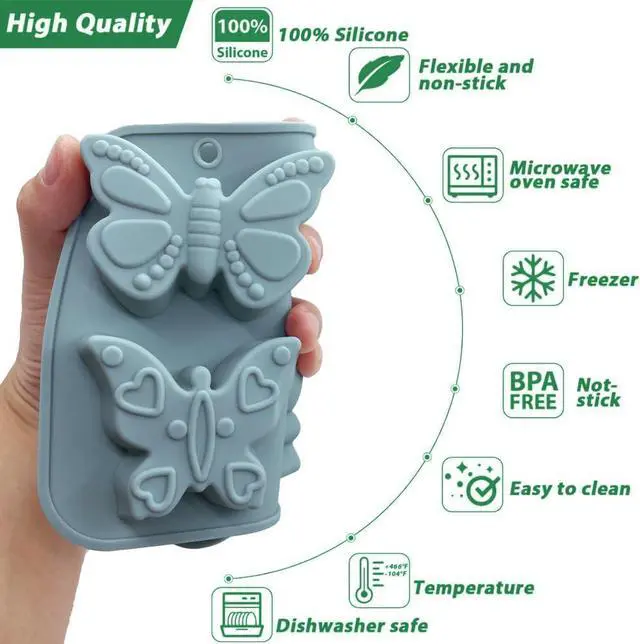 Alt view image 3 of 7 - 2 Pack Cute Butterfly Silicone Molds 3D Butterfly Themed Baking Mould Tray DIY Baking Tool for Chocolate Cake Dessert Candy Mousse Pastry Handmade Soap Cupcake Topper