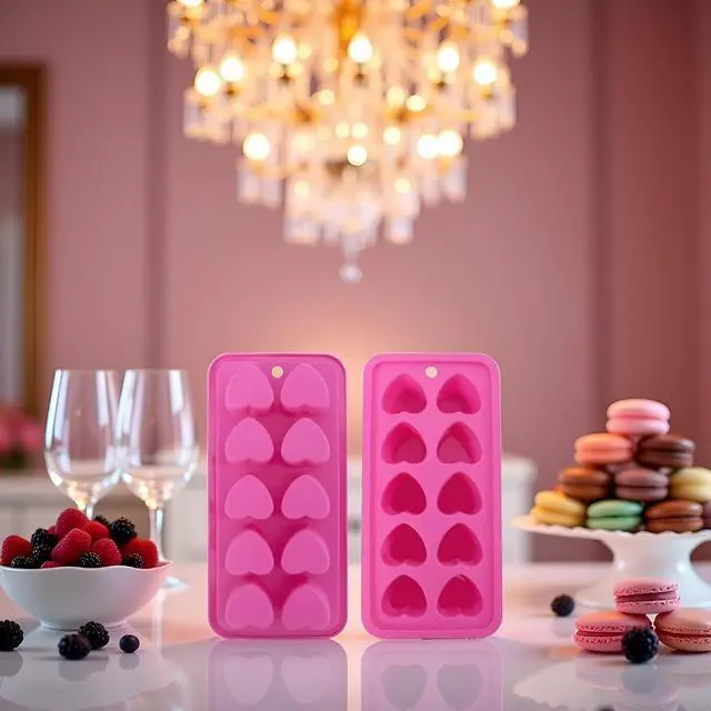 Alt view image 7 of 7 - 1Pc Pink Tray Heart Ice Cube Tray, BPA Free Shaped Ice Cube Trays for Drinks, Dishwasher Safe Silicone Molds for Making Candle, Candy, Specialty Tools and Gadgets