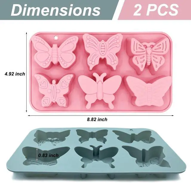 Alt view image 2 of 7 - 2 Pack Cute Butterfly Silicone Molds 3D Butterfly Themed Baking Mould Tray DIY Baking Tool for Chocolate Cake Dessert Candy Mousse Pastry Handmade Soap Cupcake Topper