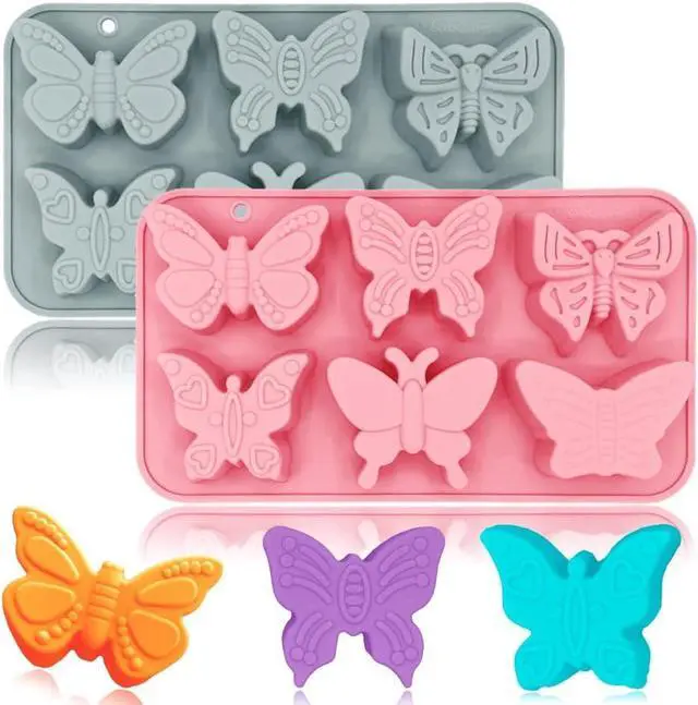 Main image of 2 Pack Cute Butterfly Silicone Molds 3D Butterfly Themed Baking Mould Tray DIY Baking Tool for Chocolate Cake Dessert Candy Mousse Pastry Handmade Soap Cupcake Topper
