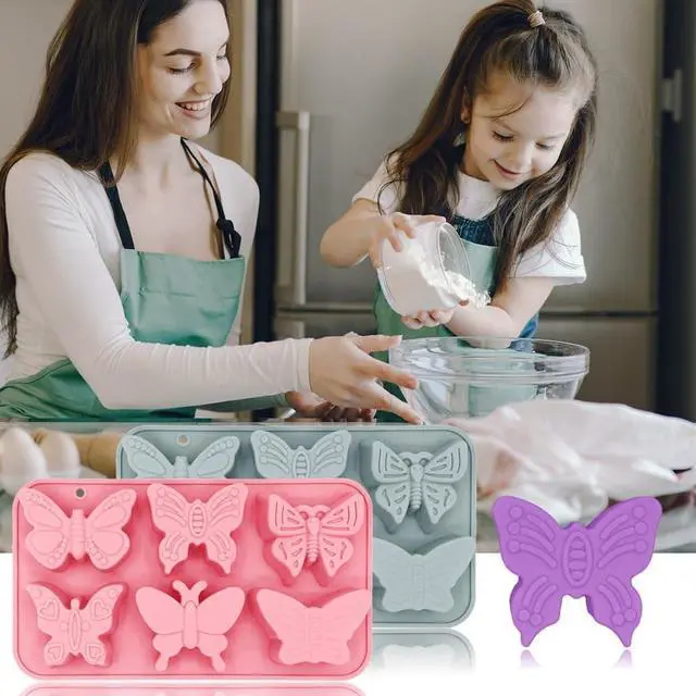 Alt view image 5 of 7 - 2 Pack Cute Butterfly Silicone Molds 3D Butterfly Themed Baking Mould Tray DIY Baking Tool for Chocolate Cake Dessert Candy Mousse Pastry Handmade Soap Cupcake Topper