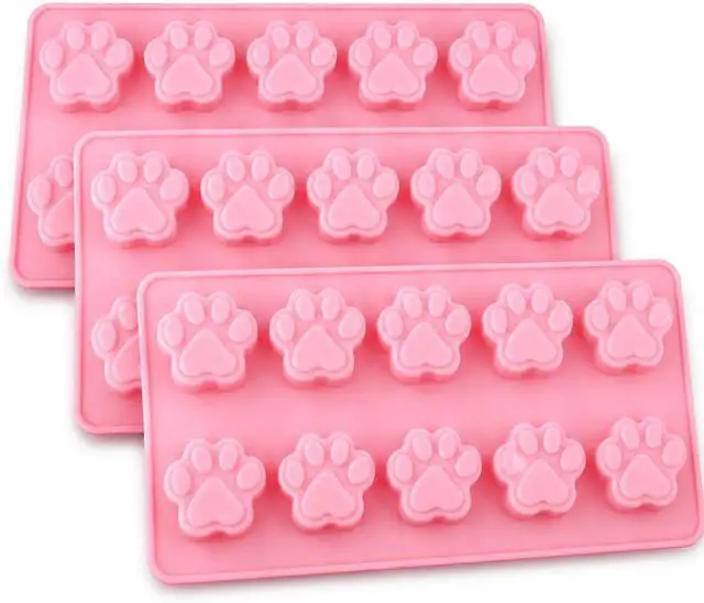 Main image of SET OF 3 PACK X Mini Silicone DOG Pet Animal Paw Print Ice Cube Chocolate Soap Candle Tray Mold Party maker (Ships From USA)