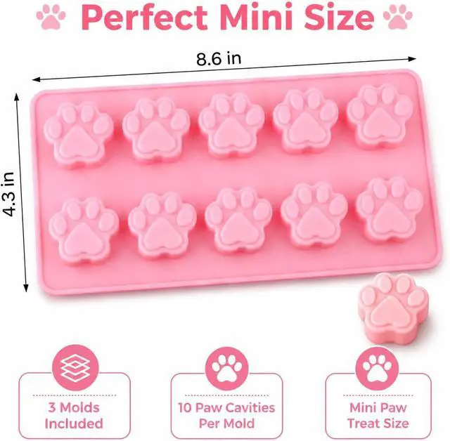 Alt view image 3 of 7 - SET OF 3 PACK X Mini Silicone DOG Pet Animal Paw Print Ice Cube Chocolate Soap Candle Tray Mold Party maker (Ships From USA)