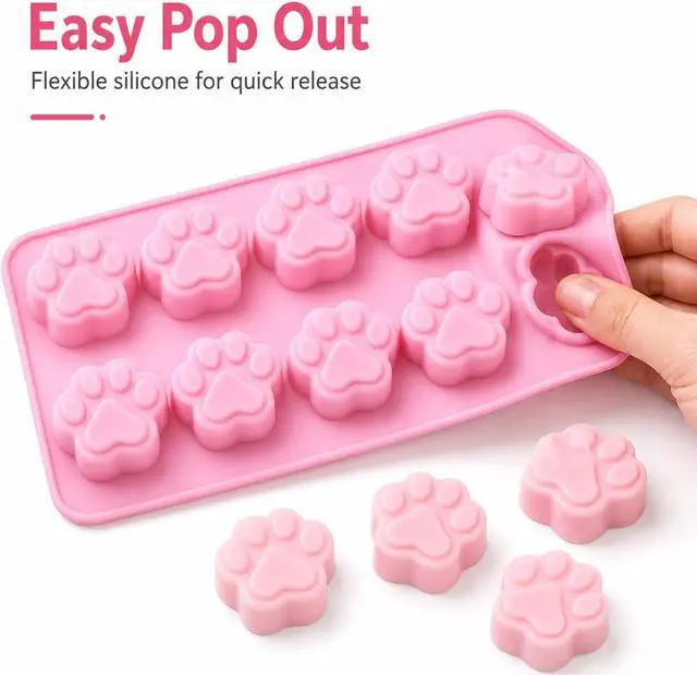 Alt view image 4 of 7 - SET OF 3 PACK X Mini Silicone DOG Pet Animal Paw Print Ice Cube Chocolate Soap Candle Tray Mold Party maker (Ships From USA)