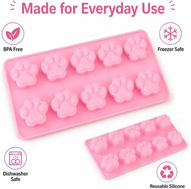Alt view image 6 of 7 - SET OF 3 PACK X Mini Silicone DOG Pet Animal Paw Print Ice Cube Chocolate Soap Candle Tray Mold Party maker (Ships From USA)