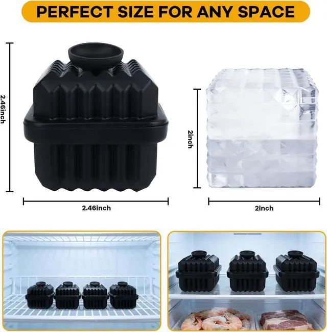 Alt view image 3 of 7 - Large Silicone Ice Cube Tray (3 Pack),Whiskey Ice Cubes Mold,Make 2Inch Square Ice for Whiskey,Cocktails and Drinks,Premium Silicone,BPA Free,Black.