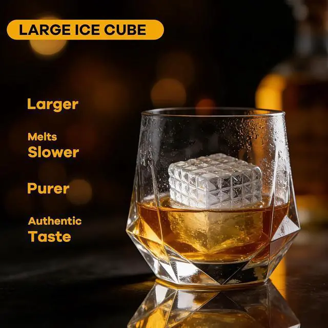 Alt view image 4 of 7 - Large Silicone Ice Cube Tray (3 Pack),Whiskey Ice Cubes Mold,Make 2Inch Square Ice for Whiskey,Cocktails and Drinks,Premium Silicone,BPA Free,Black.
