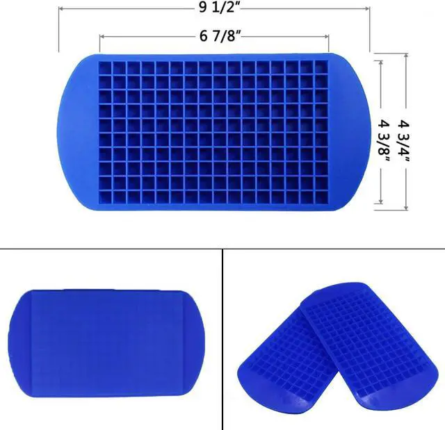 Alt view image 2 of 7 - LeeYean Silicone Mini Ice Cube Trays 2 Pack, 160 Small Ice Cube Molds Easy Release Crushed Ice Cube for Chilling Whiskey Cocktail, BPA Free Flexible Stackable and Durable Soft Mold Storage Containers