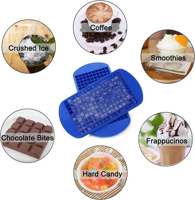 Alt view image 4 of 7 - LeeYean Silicone Mini Ice Cube Trays 2 Pack, 160 Small Ice Cube Molds Easy Release Crushed Ice Cube for Chilling Whiskey Cocktail, BPA Free Flexible Stackable and Durable Soft Mold Storage Containers