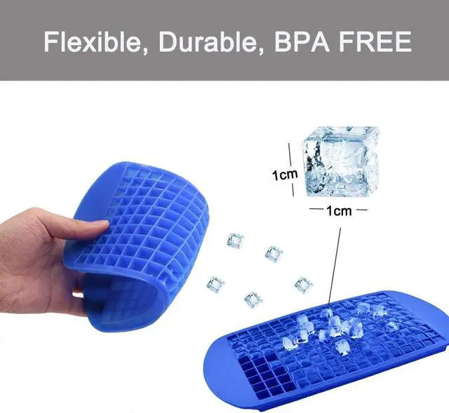 Alt view image 6 of 7 - LeeYean Silicone Mini Ice Cube Trays 2 Pack, 160 Small Ice Cube Molds Easy Release Crushed Ice Cube for Chilling Whiskey Cocktail, BPA Free Flexible Stackable and Durable Soft Mold Storage Containers