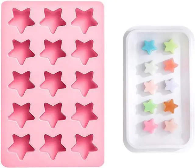 Main image of Cute Ice Cube Trays,Star Silicone Ice Trays,Ice Cube Tray (Star) | Star shaped silicone ice cube trays,easy release non-stick,works for ice, chocolate, wax melts, soap, jello and pudding