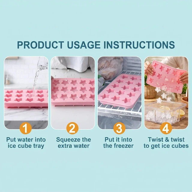 Alt view image 5 of 6 - Cute Ice Cube Trays,Star Silicone Ice Trays,Ice Cube Tray (Star) | Star shaped silicone ice cube trays,easy release non-stick,works for ice, chocolate, wax melts, soap, jello and pudding