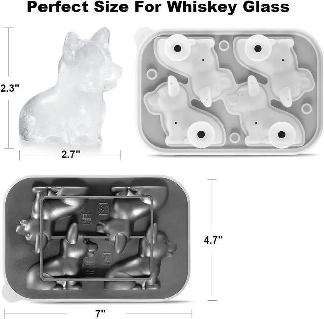 Alt view image 3 of 6 - Nax Caki Corgi Dog gifts 3D Ice Cube Mold Fun Shapes, Large Craft Ice Mold, Big Dog Ice Cube Trays for Whiskey Cocktails Bourbon