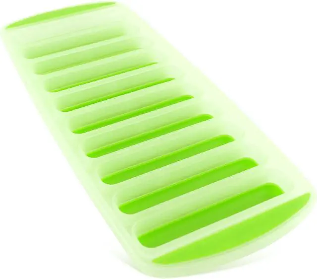 Alt view image 2 of 7 - Meadow Lane Slim Ice Stick Tray for Water Bottles, Green | Makes ten 4.25 x 0.8-inch ice sticks per tray; BPA-free plastic with silicone pushers is dishwasher-safe and stackable.