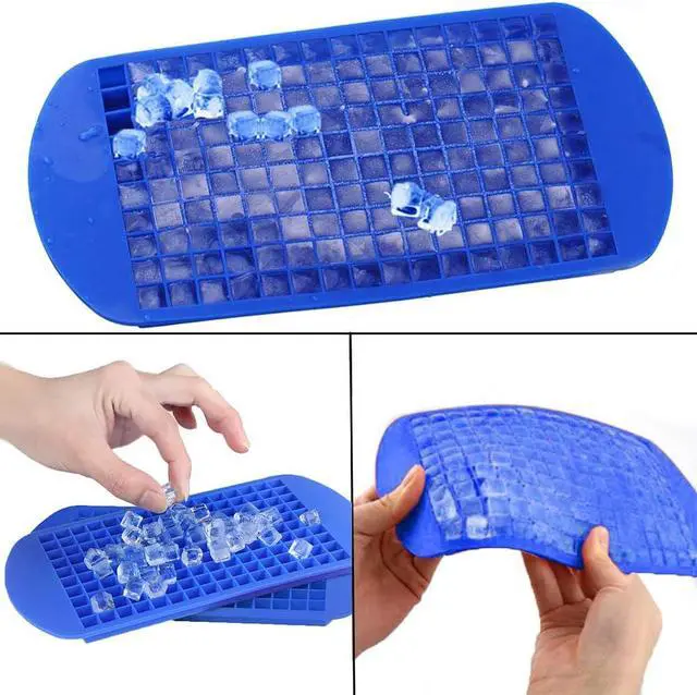 Alt view image 7 of 7 - LeeYean Silicone Mini Ice Cube Trays 2 Pack, 160 Small Ice Cube Molds Easy Release Crushed Ice Cube for Chilling Whiskey Cocktail, BPA Free Flexible Stackable and Durable Soft Mold Storage Containers