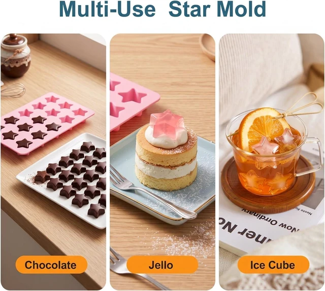 Alt view image 3 of 6 - Cute Ice Cube Trays,Star Silicone Ice Trays,Ice Cube Tray (Star) | Star shaped silicone ice cube trays,easy release non-stick,works for ice, chocolate, wax melts, soap, jello and pudding