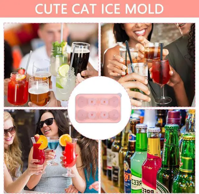Alt view image 4 of 7 - Cat Ice Cube Tray Silicone Large Ice Cube Mold, Cute Cat Lovers Gifts | Fun Shapes Ice Cube Trays for Freezer with Lid, Big Ice Molds for Bourbon Whiskey Cocktails