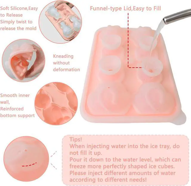 Alt view image 5 of 7 - Cat Ice Cube Tray Silicone Large Ice Cube Mold, Cute Cat Lovers Gifts | Fun Shapes Ice Cube Trays for Freezer with Lid, Big Ice Molds for Bourbon Whiskey Cocktails