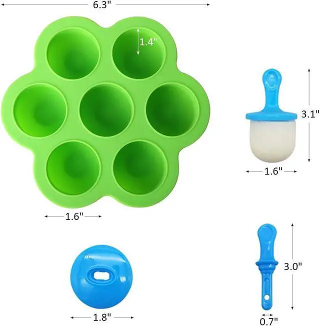 Alt view image 2 of 7 - Mini Silicone Popsicle Mold, 7-cavity DIY Ice Pop Mold with Colorful Plastic Sticks, Popsicle Makers for Egg Bites, Lollipop and Ice Cream Mould, Baby Food Storage Container, Non-Stick Ice Cube Trays