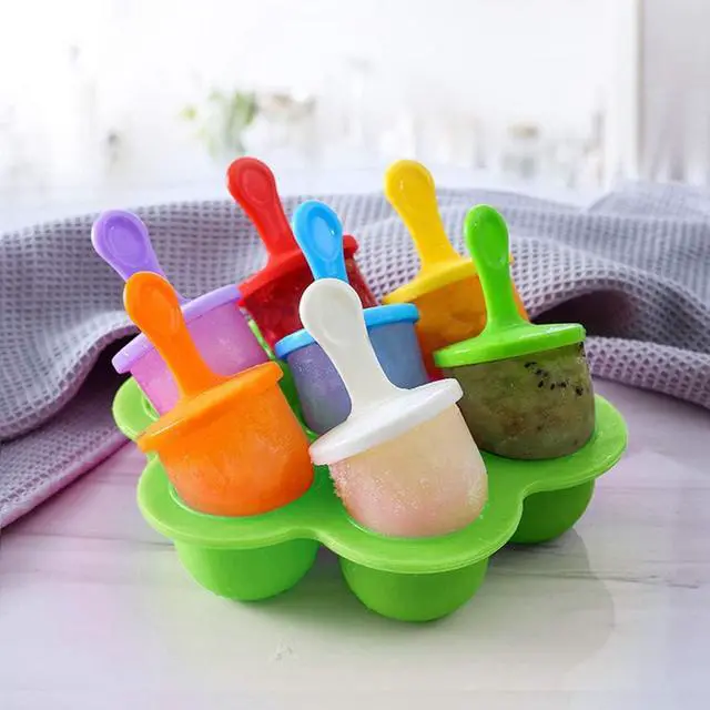 Alt view image 3 of 7 - Mini Silicone Popsicle Mold, 7-cavity DIY Ice Pop Mold with Colorful Plastic Sticks, Popsicle Makers for Egg Bites, Lollipop and Ice Cream Mould, Baby Food Storage Container, Non-Stick Ice Cube Trays