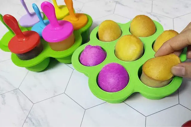 Alt view image 7 of 7 - Mini Silicone Popsicle Mold, 7-cavity DIY Ice Pop Mold with Colorful Plastic Sticks, Popsicle Makers for Egg Bites, Lollipop and Ice Cream Mould, Baby Food Storage Container, Non-Stick Ice Cube Trays