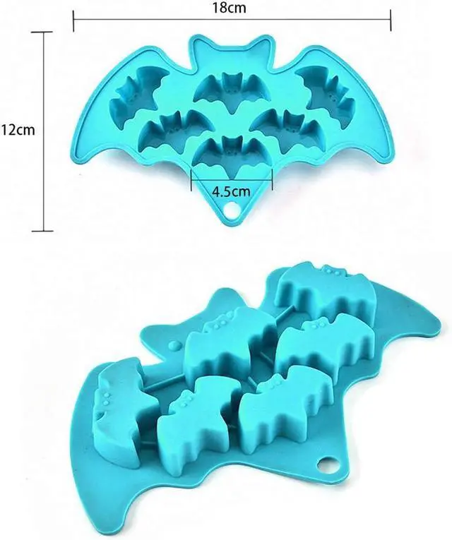 Alt view image 2 of 6 - 2Pcs Bat Ice Cube Trays, Bat Chocolate Candy Silicone Molds for Halloween Party Favor, Bat Shaped Cake Muffin Baking Pan, Mini Soap Wax Crayon Melt Mould (Random Color)