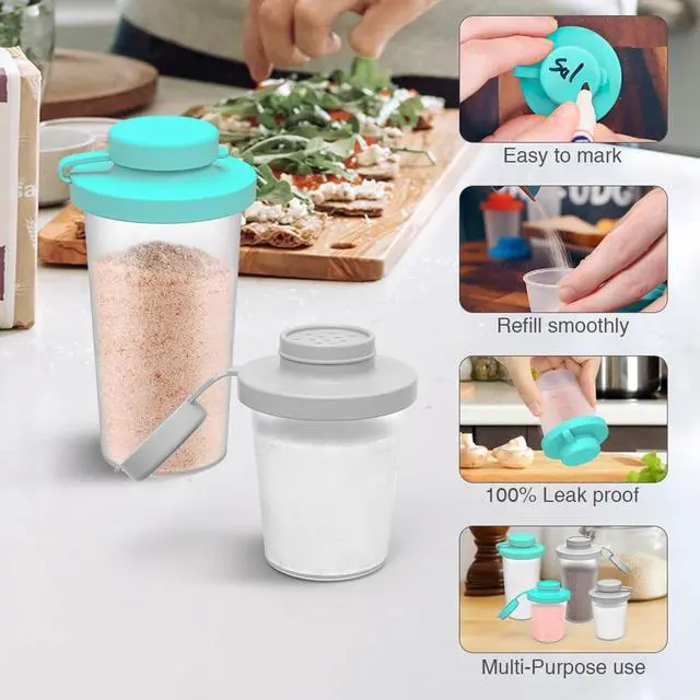 Alt view image 2 of 6 - SOPHICO 3.2 & 4.5oz Salt and Pepper Shaker,With Moisture Proof silicone lid | Moisture Proof Sinlicone Lids, Spice Shaker to go for Camping Travel Picnic Lunch Boxes