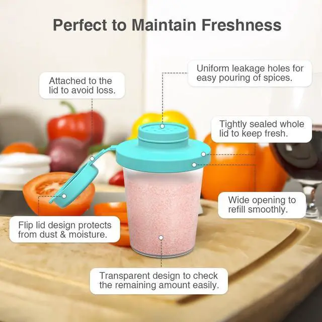 Alt view image 3 of 6 - SOPHICO 3.2 & 4.5oz Salt and Pepper Shaker,With Moisture Proof silicone lid | Moisture Proof Sinlicone Lids, Spice Shaker to go for Camping Travel Picnic Lunch Boxes