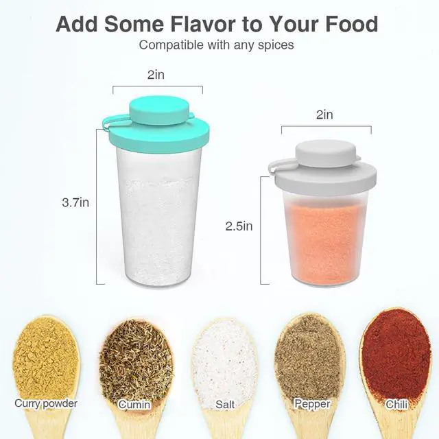 Alt view image 4 of 6 - SOPHICO 3.2 & 4.5oz Salt and Pepper Shaker,With Moisture Proof silicone lid | Moisture Proof Sinlicone Lids, Spice Shaker to go for Camping Travel Picnic Lunch Boxes