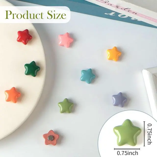 Alt view image 2 of 7 - 10 Pcs Cute Fridge Magnets Colorful Star Refrigerator Magnet Bright Finish Funny Stars Fridge Magnets for Locker, Kitchen, Whiteboard, Office, Strong Decorative Magnetic Stickers