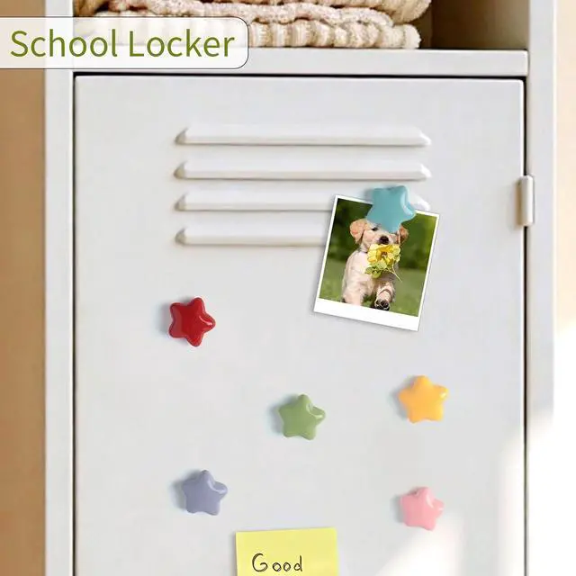 Alt view image 5 of 7 - 10 Pcs Cute Fridge Magnets Colorful Star Refrigerator Magnet Bright Finish Funny Stars Fridge Magnets for Locker, Kitchen, Whiteboard, Office, Strong Decorative Magnetic Stickers