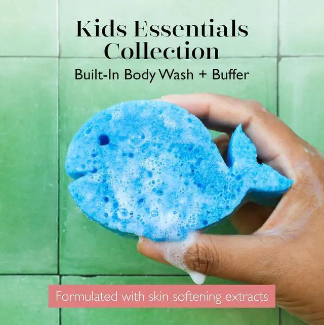 Alt view image 2 of 6 - Spongelle Essentials Kids Whale Buffer | All Ages | Bath & Shower Loofah for Kids | Cleanse, Exfoliate, and Nourish in one Easy Step | Cruelty-Free, Vegan, Dermatologist-Tested, Made in USA
