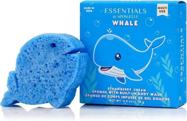 Main image of Spongelle Essentials Kids Whale Buffer | All Ages | Bath & Shower Loofah for Kids | Cleanse, Exfoliate, and Nourish in one Easy Step | Cruelty-Free, Vegan, Dermatologist-Tested, Made in USA