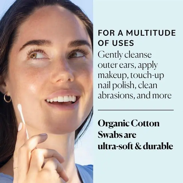 Alt view image 2 of 6 - Sky Organics Organic Cotton Swabs 500 Ct, 100% Pure, Natural, Chlorine-Free