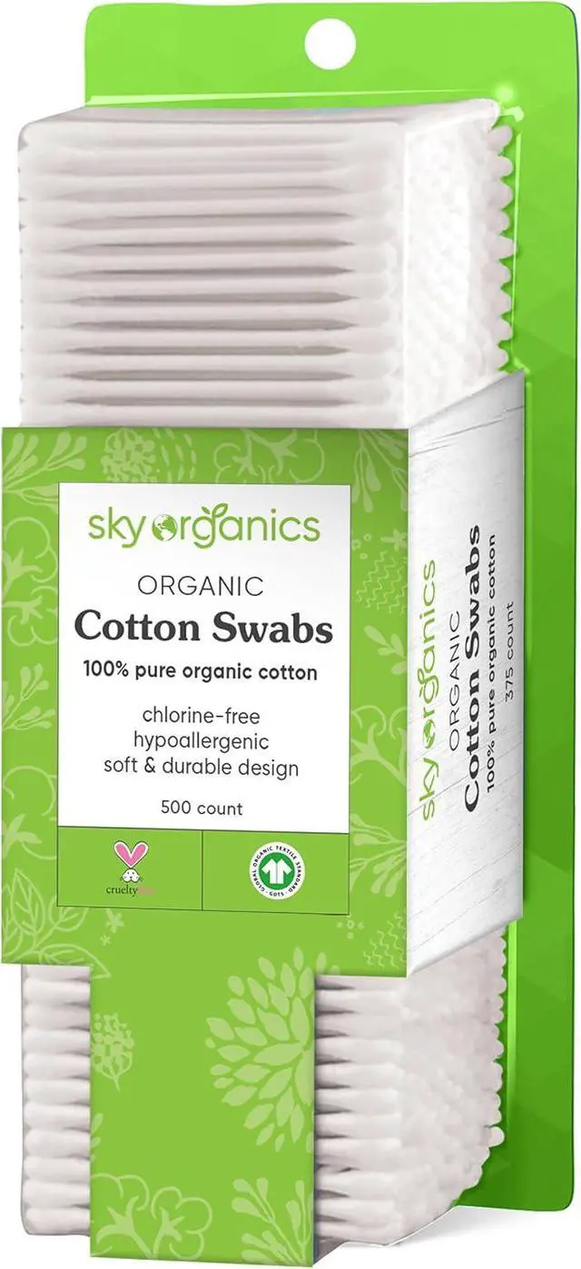 Alt view image 6 of 6 - Sky Organics Organic Cotton Swabs 500 Ct, 100% Pure, Natural, Chlorine-Free