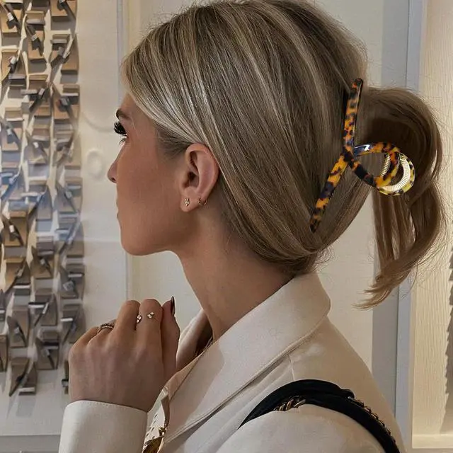 Alt view image 7 of 7 - MEDOCA Large Metal Hair Clips - Strong Hold Gold Clips for Thick Locks - Leopard Print Claw Clips for Women and Girls
