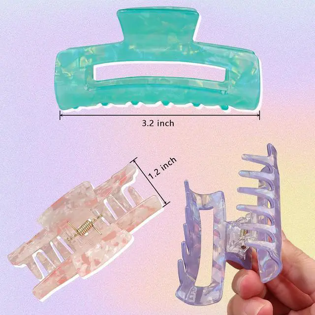 Alt view image 4 of 7 - Magicsky 10 Pcs Large Resin Hair Claw Clips For Women Thick Thin Hair Updos