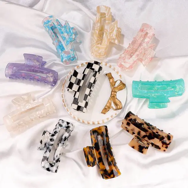 Alt view image 6 of 7 - Magicsky 10 Pcs Large Resin Hair Claw Clips For Women Thick Thin Hair Updos
