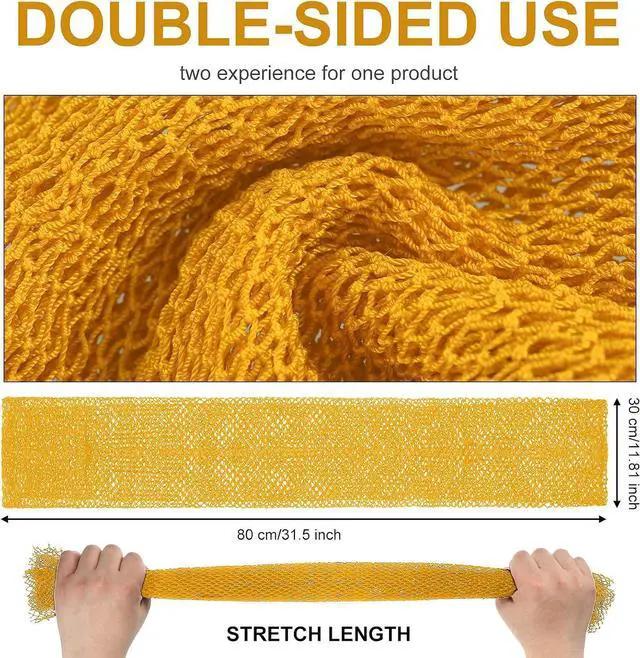 Alt view image 3 of 7 - Geiserailie African Net Sponge Long Shower Body Scrubber, Yellow